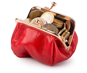 Image showing Red wallet with coins