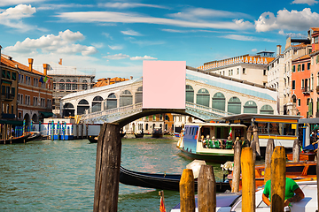 Image showing Rialto bridge and gondolas