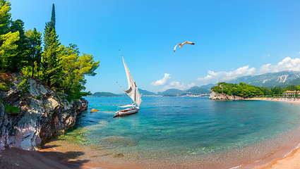 Image showing Sailboat on the coast