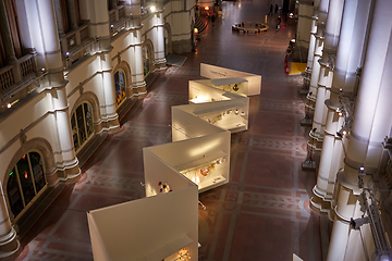 Image showing Stockholm, Sweden - November 6, 2018: Interior of Nordic Museum. It is dedicated to the cultural history and ethnography of Sweden.