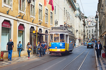 Image showing Tram Lisbon Old Town street