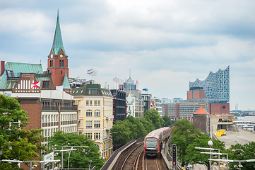 Image showing Metro train by Hamburg embankment