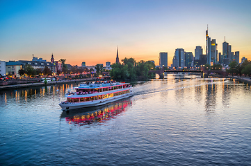 Image showing Frankfurt skyline and cruise boat