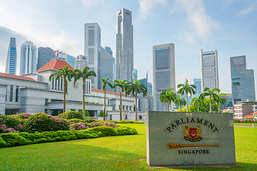Image showing Singapore Parliament and city slyline