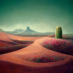 Image showing Desert landscape. Desert area, sand terrain - Africa, Sahara, or