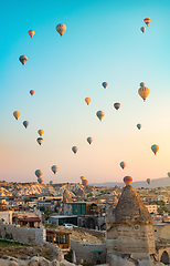 Image showing Soaring air balloons