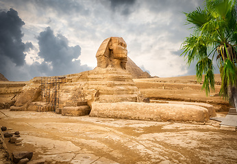 Image showing Sphinx and storm clouds