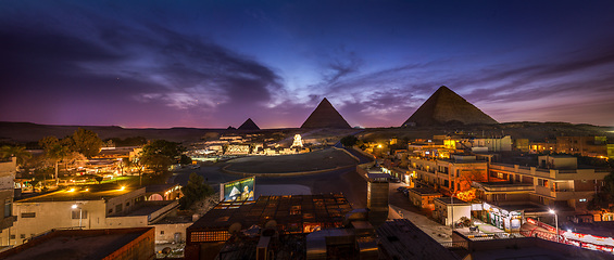 Image showing Sphinx in the night lights