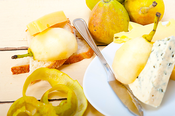 Image showing cheese and pears