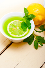 Image showing mint infusion tea tisane with lemon