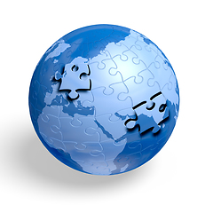 Image showing Earth jigsaw puzzle globe