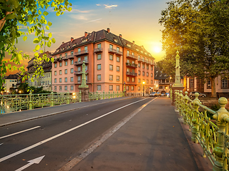 Image showing Strasbourg bridge in evening