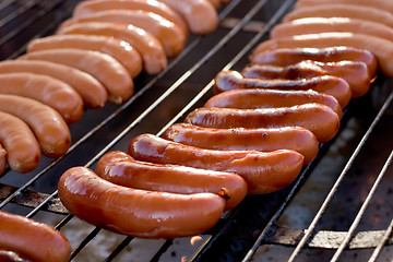 Image showing Sausages on grill