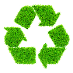 Image showing Green recycling symbol isolated on white