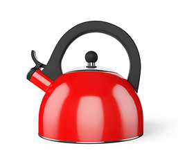 Image showing Red whistle kettle isolated on white