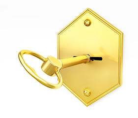 Image showing Golden key in keyhole