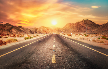 Image showing Sun over road