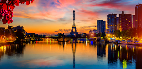 Image showing Sunset in autumn Paris