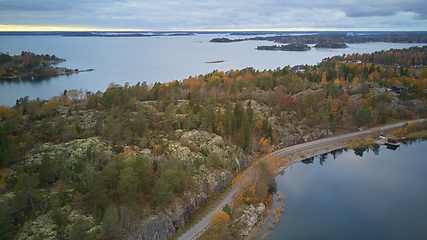 Image showing Beautiful view of the classic Swedish landscape from above.