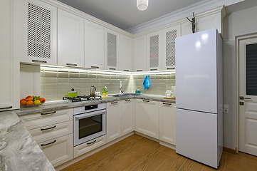 Image showing White kitchen in classic style