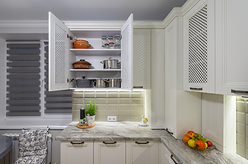 Image showing White kitchen in classic style