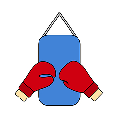 Image showing Icon Of Boxing Pear And Gloves