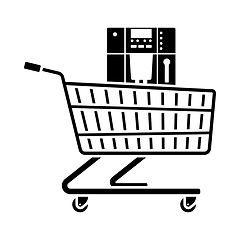 Image showing Shopping Cart With Cofee Machine Icon