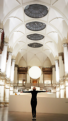 Image showing Stockholm, Sweden - November 6, 2018: Interior of Nordic Museum. It is dedicated to the cultural history and ethnography of Sweden.