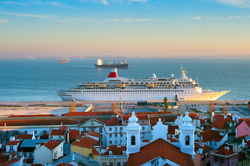 Image showing Lisbon harbor, Portugal