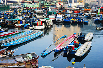 Image showing Boats in Aberdeen village, HK