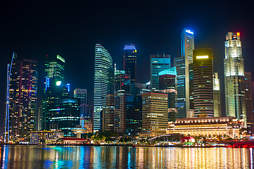 Image showing Night view of Singapore Downtown