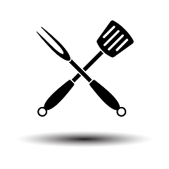 Image showing Crossed Frying Spatula And Fork Icon