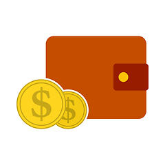 Image showing Two Golden Coins In Front Of Purse Icon