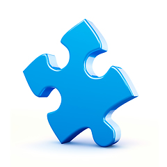 Image showing Single blue puzzle piece isolated