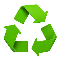 Image showing Green recycling symbol isolated on white