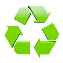 Image showing Green recycling symbol isolated on white