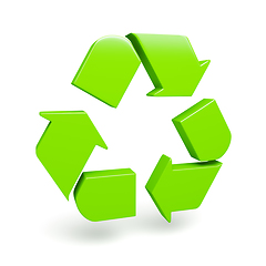 Image showing Green recycling symbol isolated on white