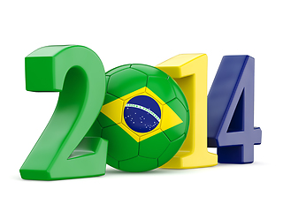 Image showing Year with soccer ball and Brazil flag