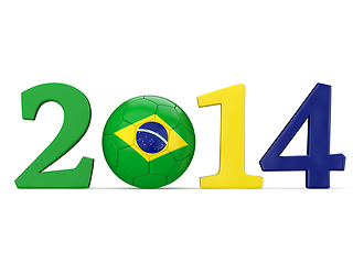 Image showing Year with soccer ball and Brazil flag