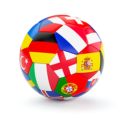 Image showing Soccer football ball with Europe countries flags