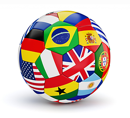 Image showing Soccer ball with world countries flags isolated