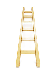 Image showing Wooden ladder near white wall