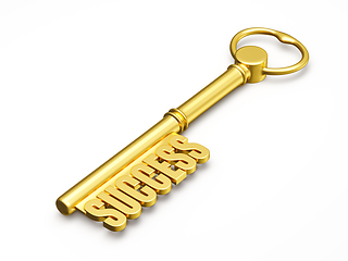 Image showing Key to success made of gold isolated