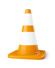 Image showing Orange highway traffic construction cone with white stripes