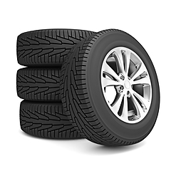 Image showing Set of car winter tires isolated