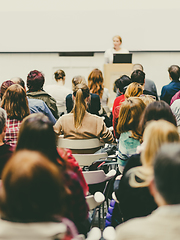 Image showing Woman giving presentation on business conference.