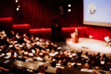 Image showing Woman giving presentation on business conference event.