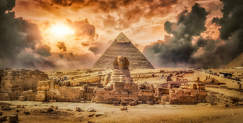 Image showing Sphinx and storm clouds