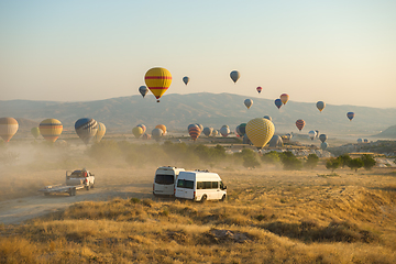 Image showing The balloons are landing