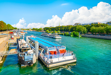 Image showing Touristic boats on Seine